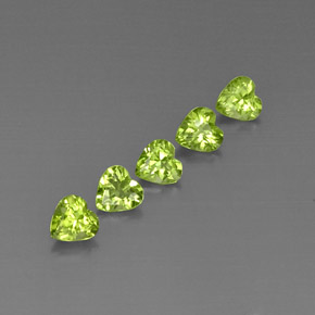 2.38 ct Green Peridot Gemstone, Peridot Gem in Heart Facet Shape for Sale.