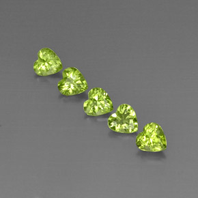 2.38 ct Green Peridot Stone, Natural Peridot in Heart Facet Shape for Sale
