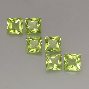 3.67 ct Green Peridot Gemstone, Peridot Gem in Princess-Cut Shape for Sale.