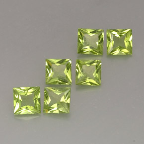 3.67 ct Green Peridot Stone, Natural Peridot in Princess-Cut Shape for Sale