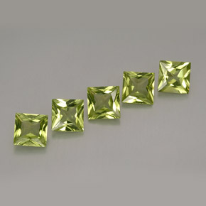 3.04 ct Green Peridot Gemstone, Peridot Gem in Princess-Cut Shape for Sale.