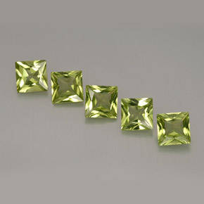3.04 ct Green Peridot Stone, Natural Peridot in Princess-Cut Shape for Sale