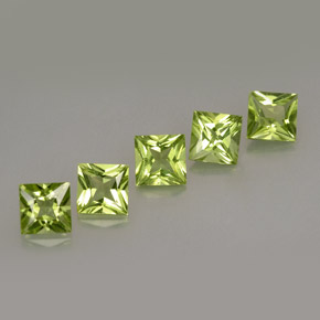 3.26 ct Green Peridot Gemstone, Peridot Gem in Princess-Cut Shape for Sale.
