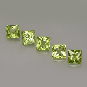 3.26 ct Green Peridot Stone, Natural Peridot in Princess-Cut Shape for Sale