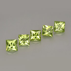 3.31 ct Green Peridot Stone, Natural Peridot in Princess-Cut Shape for Sale