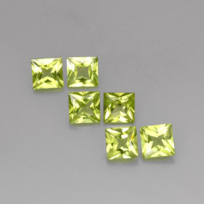 4.04 ct Green Peridot Gemstone, Peridot Gem in Princess-Cut Shape for Sale.