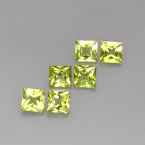 4.04 ct Green Peridot Stone, Natural Peridot in Princess-Cut Shape for Sale