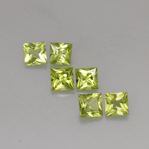 3.74 ct Green Peridot Gemstone, Peridot Gem in Princess-Cut Shape for Sale.