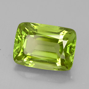 5.74 ct Green Peridot Stone, Natural Peridot in Cushion-Cut Shape for Sale