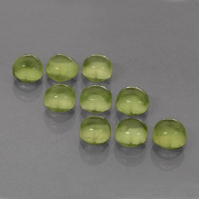 3.79 ct Green Peridot Gemstone, Peridot Gem in Round Cabochon Shape for Sale.