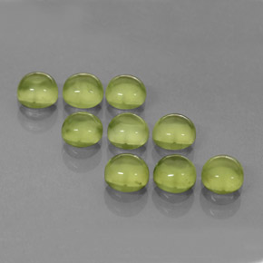 3.80 ct Green Peridot Gemstone, Peridot Gem in Round Cabochon Shape for Sale.