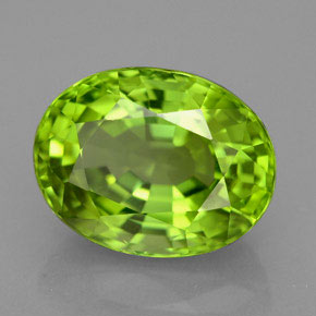5.82 ct Green Peridot Stone, Natural Peridot in Oval Facet Shape for Sale