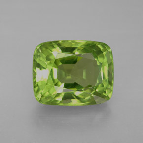 5.30 ct Green Peridot Stone, Natural Peridot in Cushion-Cut Shape for Sale