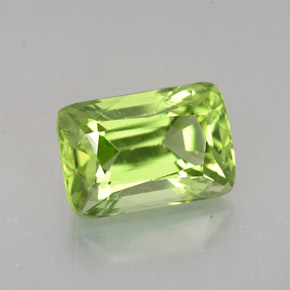 5.00 ct Green Peridot Gemstone, Peridot Gem in Cushion-Cut Shape for Sale.