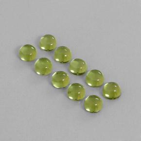 4.13 ct Green Peridot Gemstone, Peridot Gem in Round Cabochon Shape for Sale.