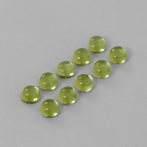 4.13 ct Green Peridot Stone, Natural Peridot in Round Cabochon Shape for Sale