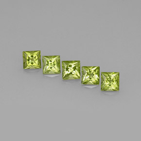 3.32 ct Green Peridot Gemstone, Peridot Gem in Princess-Cut Shape for Sale.