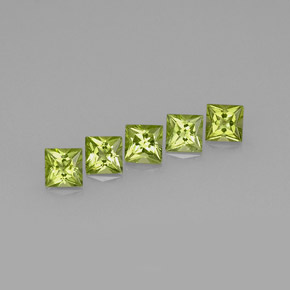 3.32 ct Green Peridot Stone, Natural Peridot in Princess-Cut Shape for Sale