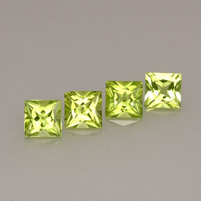 2.60 ct Green Peridot Gemstone, Peridot Gem in Princess-Cut Shape for Sale.