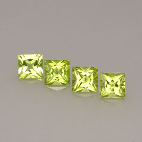 2.60 ct Green Peridot Stone, Natural Peridot in Princess-Cut Shape for Sale