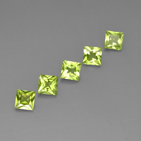 3.10 ct Green Peridot Stone, Natural Peridot in Princess-Cut Shape for Sale