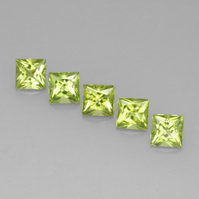 3.75 ct Green Peridot Gemstone, Peridot Gem in Princess-Cut Shape for Sale.