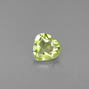 0.54 ct Green Peridot Gemstone, Peridot Gem in Heart Facet Shape for Sale.