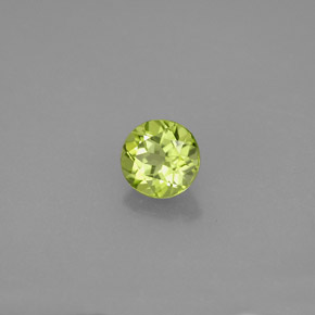 0.81 ct Green Peridot Gemstone, Peridot Gem in Round Facet Shape for Sale.