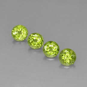 3.87 ct Green Peridot Stone, Natural Peridot in Round Facet Shape for Sale