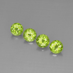 3.68 ct Green Peridot Stone, Natural Peridot in Round Facet Shape for Sale