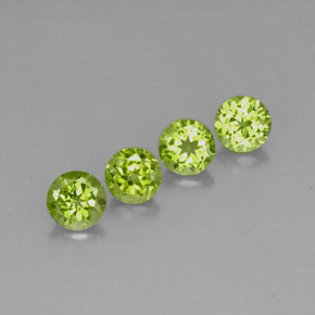 3.66 ct Green Peridot Stone, Natural Peridot in Round Facet Shape for Sale