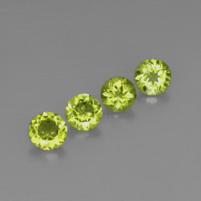 3.53 ct Green Peridot Gemstone, Peridot Gem in Round Facet Shape for Sale.