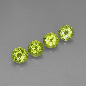 3.76 ct Green Peridot Stone, Natural Peridot in Round Facet Shape for Sale