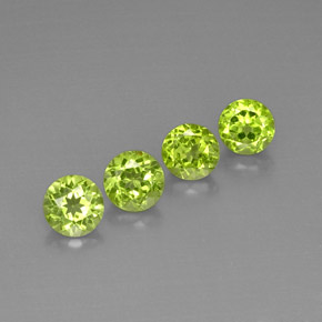 3.92 ct Green Peridot Gemstone, Peridot Gem in Round Facet Shape for Sale.