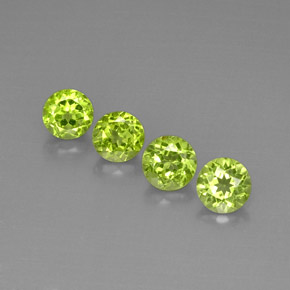 3.92 ct Green Peridot Stone, Natural Peridot in Round Facet Shape for Sale