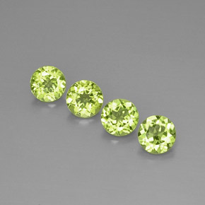 3.27 ct Green Peridot Stone, Natural Peridot in Round Facet Shape for Sale