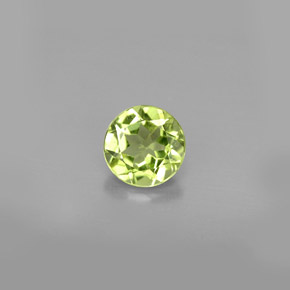 0.82 ct Green Peridot Gemstone, Peridot Gem in Round Facet Shape for Sale.