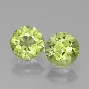 1.61 ct Green Peridot Gemstone, Peridot Gem in Round Facet Shape for Sale.