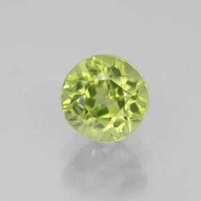 0.82 ct Green Peridot Gemstone, Peridot Gem in Round Facet Shape for Sale.