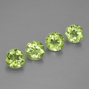 3.26 ct Green Peridot Stone, Natural Peridot in Round Facet Shape for Sale