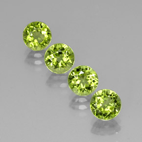 3.55 ct Green Peridot Gemstone, Peridot Gem in Round Facet Shape for Sale.