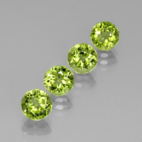 3.55 ct Green Peridot Stone, Natural Peridot in Round Facet Shape for Sale