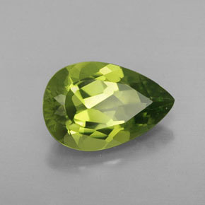 3.44 ct Green Peridot Stone, Natural Peridot in Pear Facet Shape for Sale