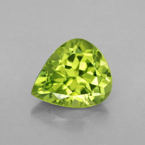 3.16 ct Green Peridot Gemstone, Peridot Gem in Pear Facet Shape for Sale.