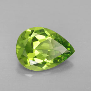 3.38 ct Green Peridot Stone, Natural Peridot in Pear Facet Shape for Sale