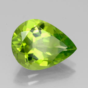 4.02 ct Green Peridot Stone, Natural Peridot in Pear Facet Shape for Sale