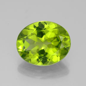 3.58 ct Green Peridot Gemstone, Peridot Gem in Oval Facet Shape for Sale.