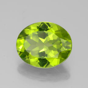 3.58 ct Green Peridot Stone, Natural Peridot in Oval Facet Shape for Sale