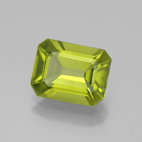 2.10 ct Green Peridot Gemstone, Peridot Gem in Octagon Facet Shape for Sale.