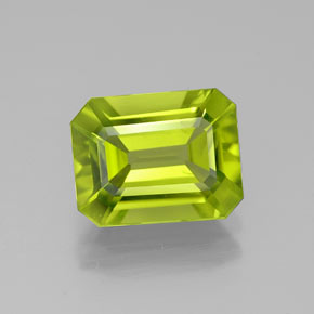 2.09 ct Green Peridot Gemstone, Peridot Gem in Octagon Facet Shape for Sale.